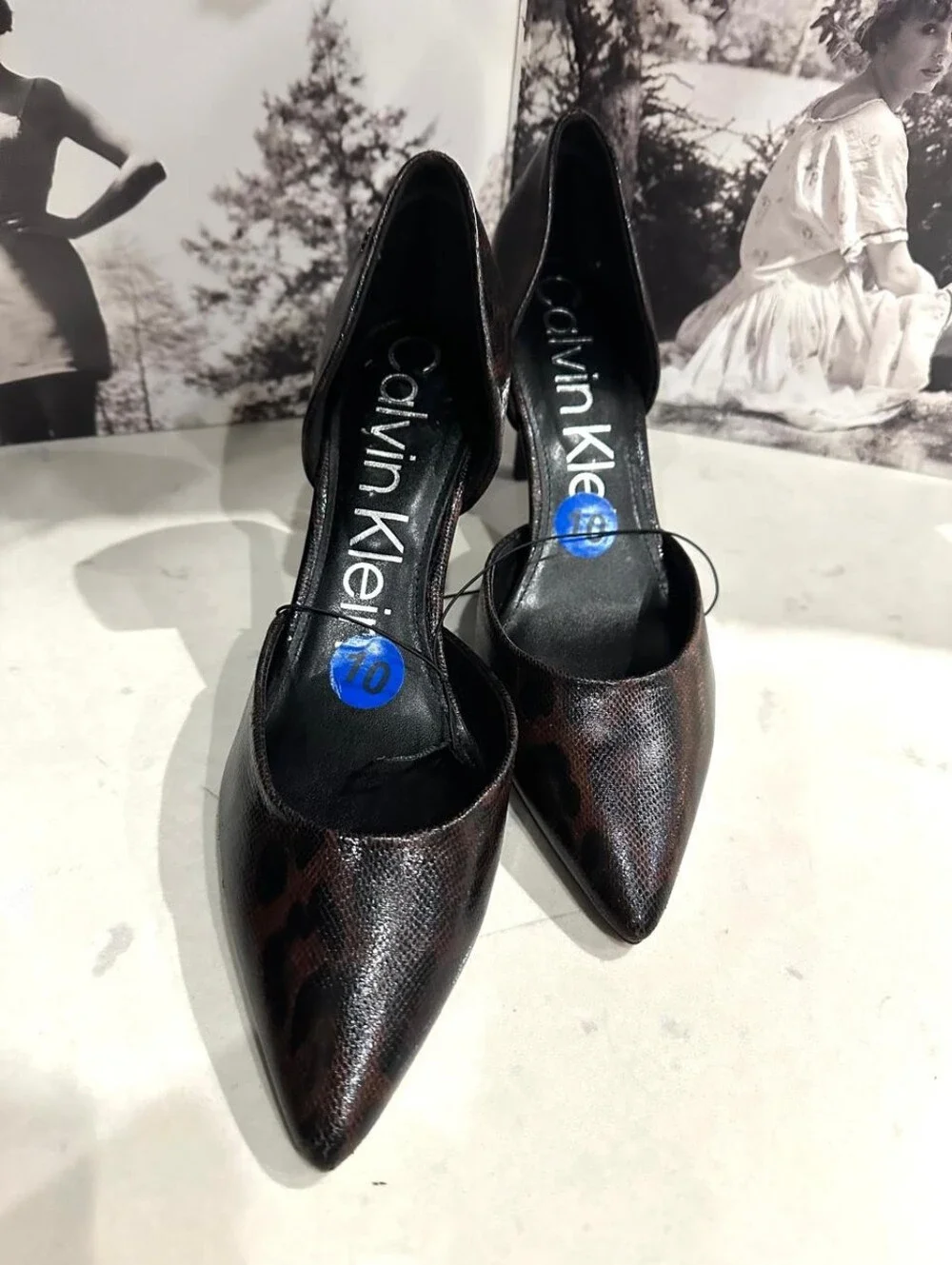 Calvin Klein Leopard Print Pointed-Toe Stiletto Pump - Brown & Black